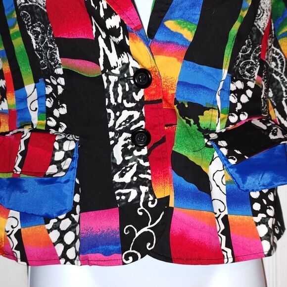 ERIN by Erin Fetherston cropped multi color multi print cropped blazer Sz S - Picture 3 of 5